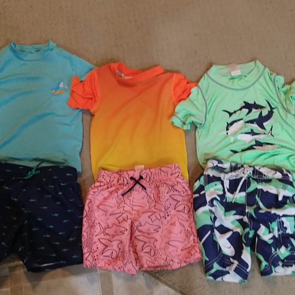 3 pairs of boys swim shorts and Tops 4T